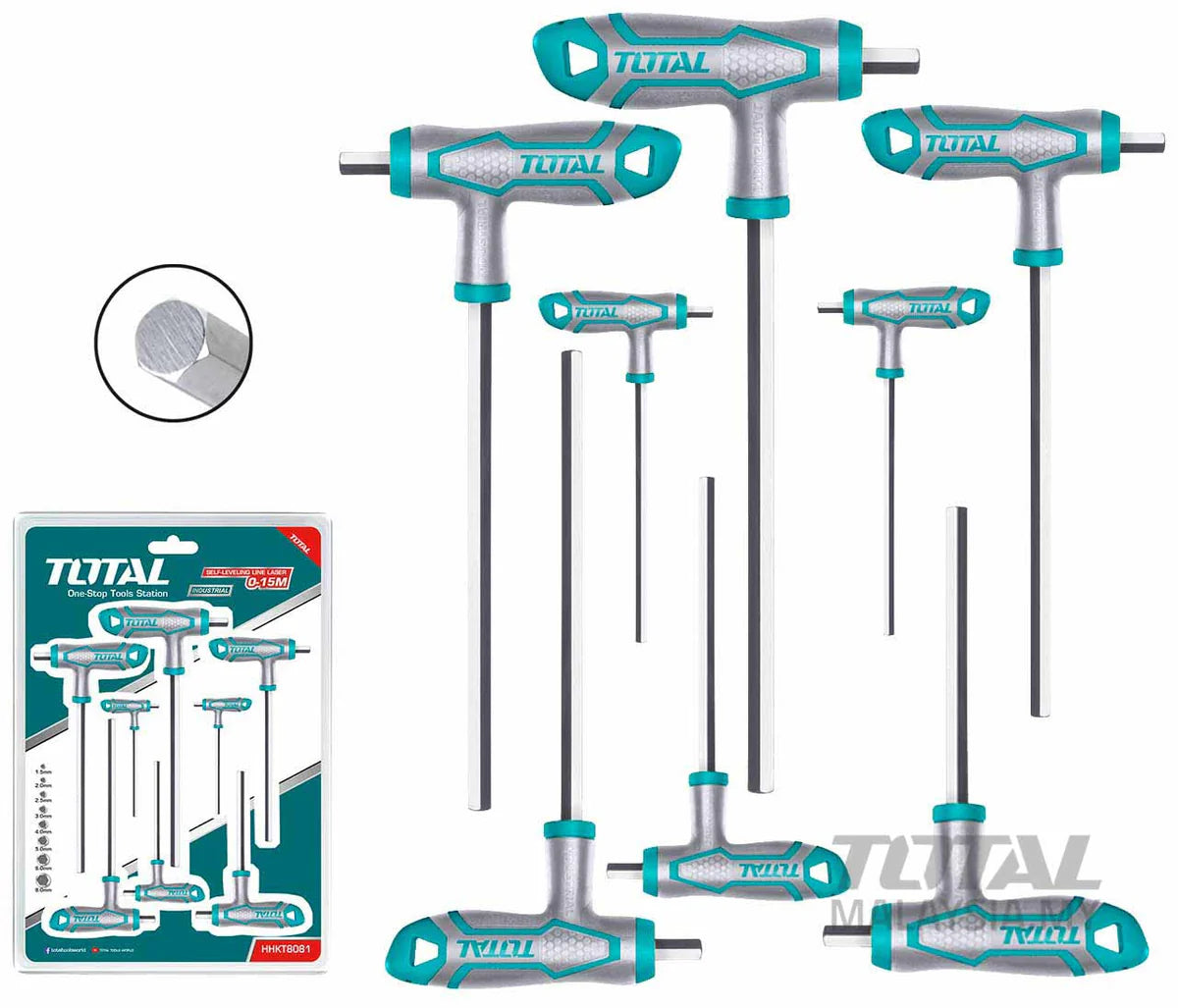 TOTAL THHW8081 8pc T-Handle Hex Wrench Set Cr-V Steel Total